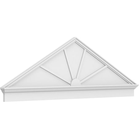 Ekena Millwork Peaked Cap 4 Spoke Architectural PVC Combination Pediment, 86"W x 28-3/8"H x 2-3/4"P (Pitch 6/12) PEDPC086X285PKC04